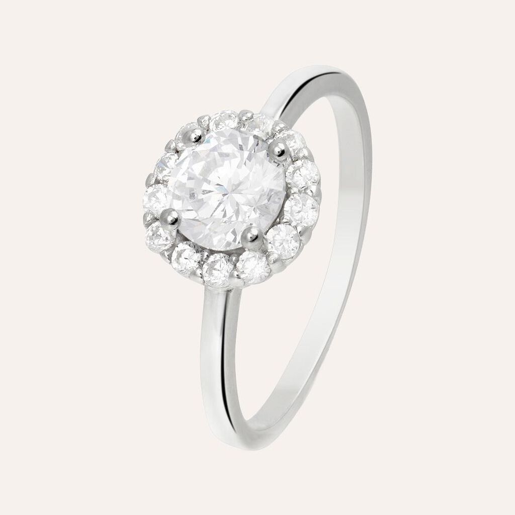 Anello Solitario Silver Elegance Argento Rodiato Cubic Zirconia