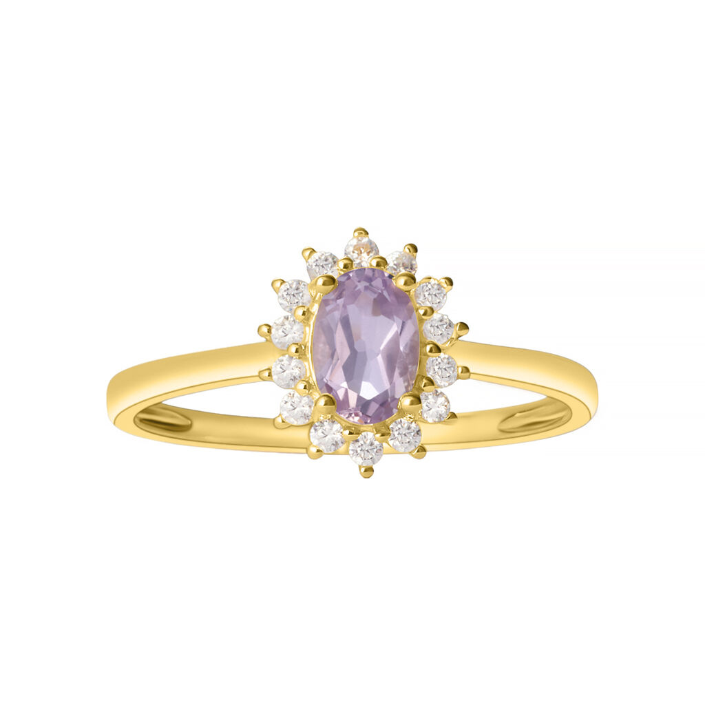 Anello Solitario Amélie Oro Giallo Ametista Cubic Zirconia - Anelli con Pietre Donna | Stroili