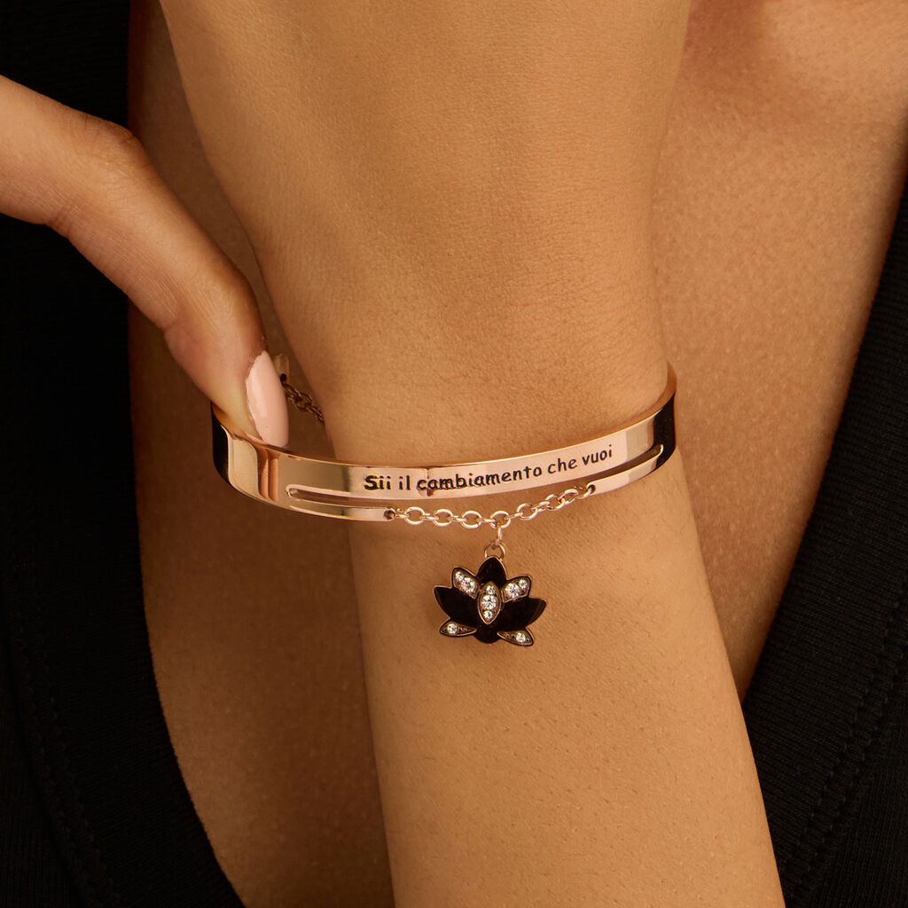 Bangle Lady Message Acciaio Rosa Cristallo - Bracciali Rigidi Donna | Stroili