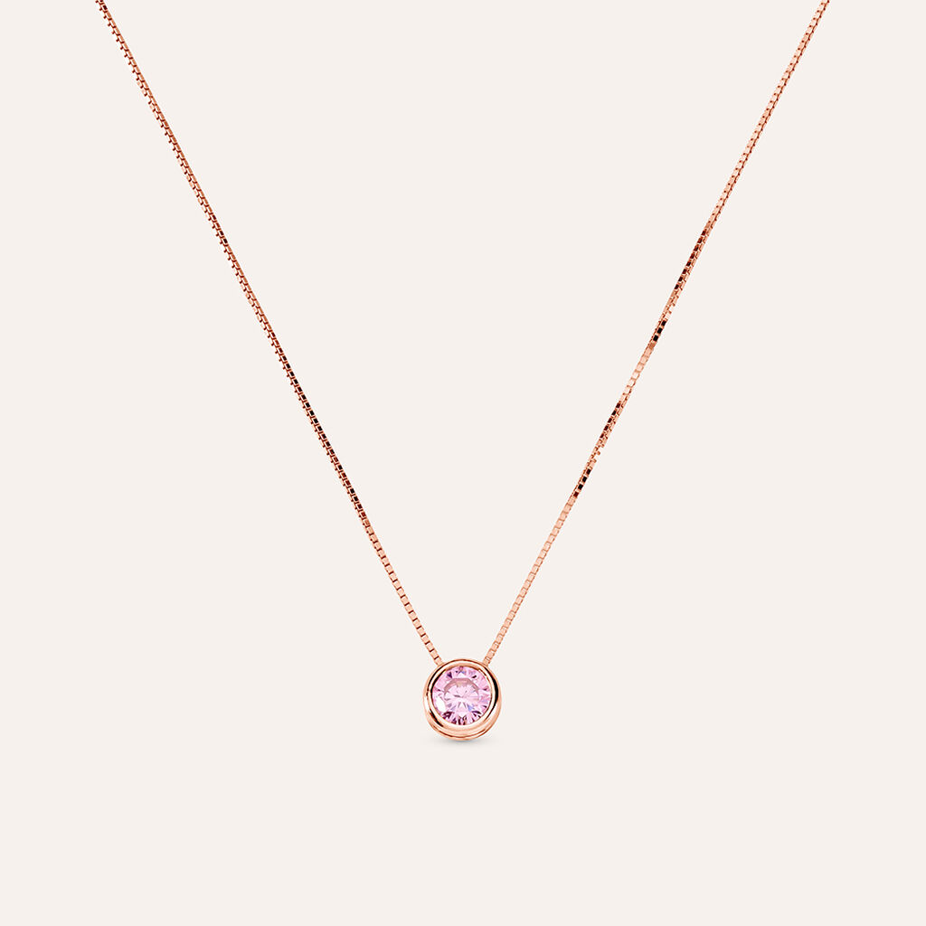 Collana Punto Luce Silver Rainbow Argento Rosa Cubic Zirconia