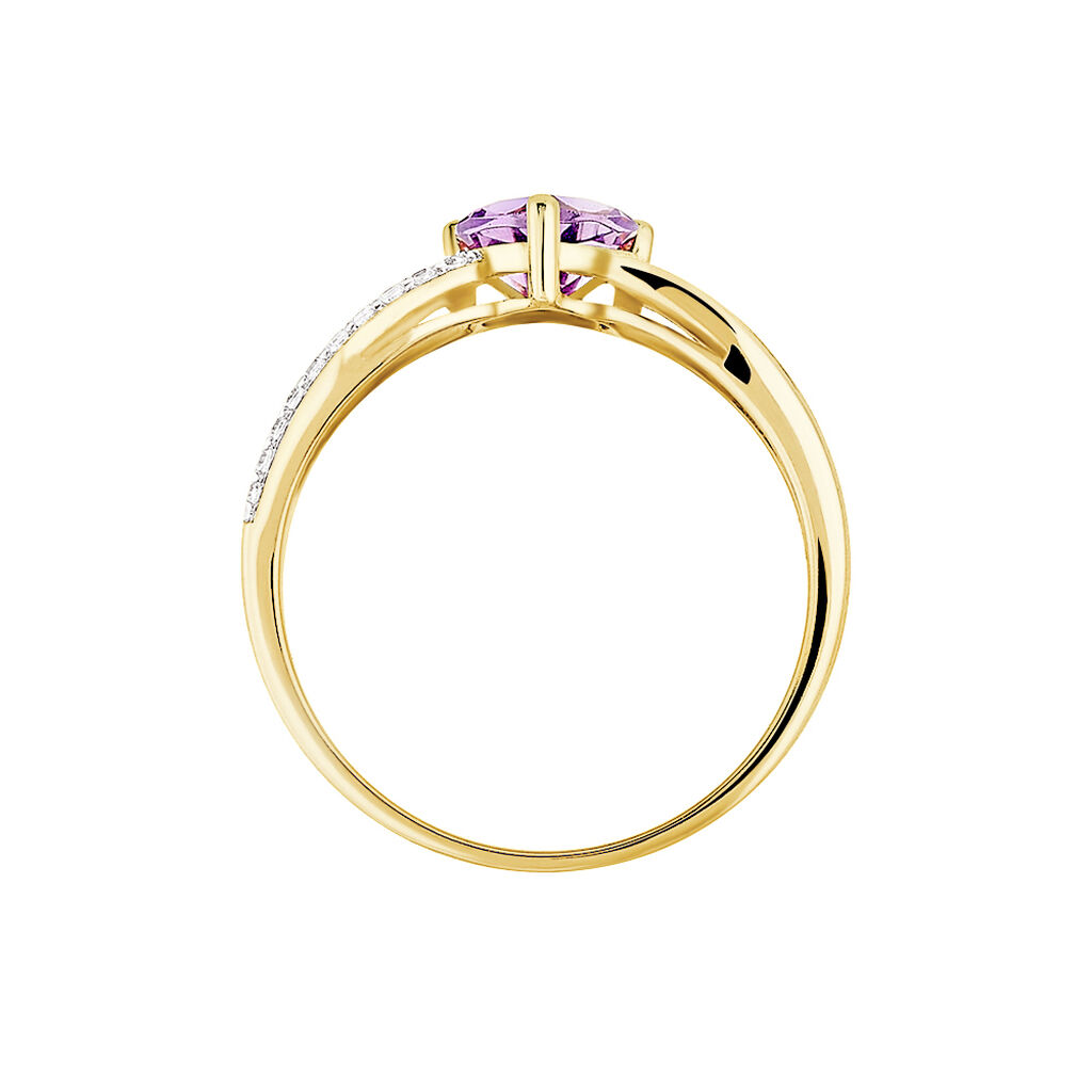 Anello Am&eacute;lie Oro Giallo Ametista Cubic Zirconia