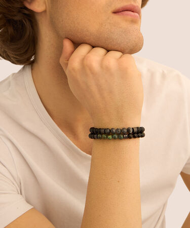 Bracciale Man Code Ottone Nero Labradorite