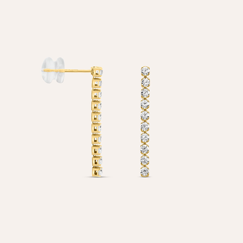 Orecchini Pendenti Tennis Claire Oro Giallo Cubic Zirconia - Orecchini Pendenti Donna | Stroili