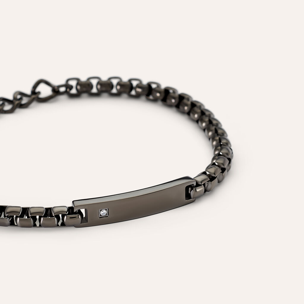 Bracciale Con Targhetta Man Code Acciaio Nero Cubic Zirconia