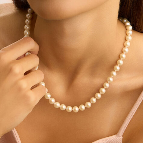 Collana Gold Pearls Oro Bianco Perla D'Acqua Dolce Diamante - Collane Donna | Stroili