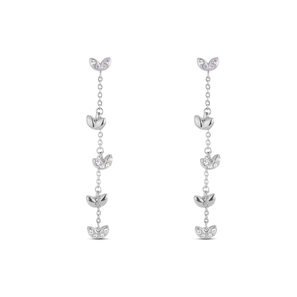 Orecchini pendenti Lady Chic Acciaio Foglie e Cristalli