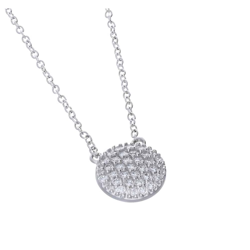 Girocollo in argento con pendente circolare con pav√© di zirconi - Collane Donna | Stroili