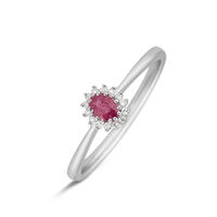 Anello Solitario Charlotte Oro Bianco Rubino Diamante