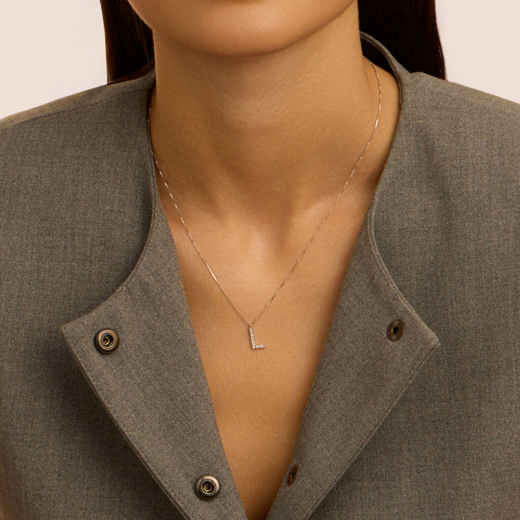 Collana Diamond Letters Oro Bianco Diamante