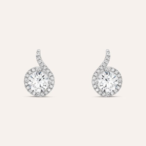 Orecchini Lobo Punto Luce Claire Oro Bianco Cubic Zirconia - Orecchini a Lobo Donna | Stroili