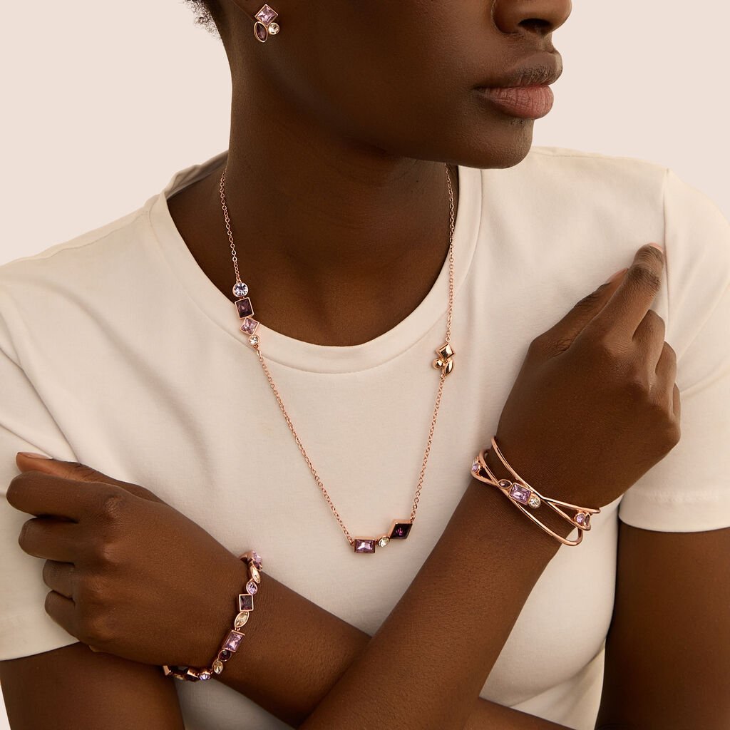 Orecchini Lobo Violet Ottone Rosa Cristallo - Orecchini a Lobo Donna | Stroili