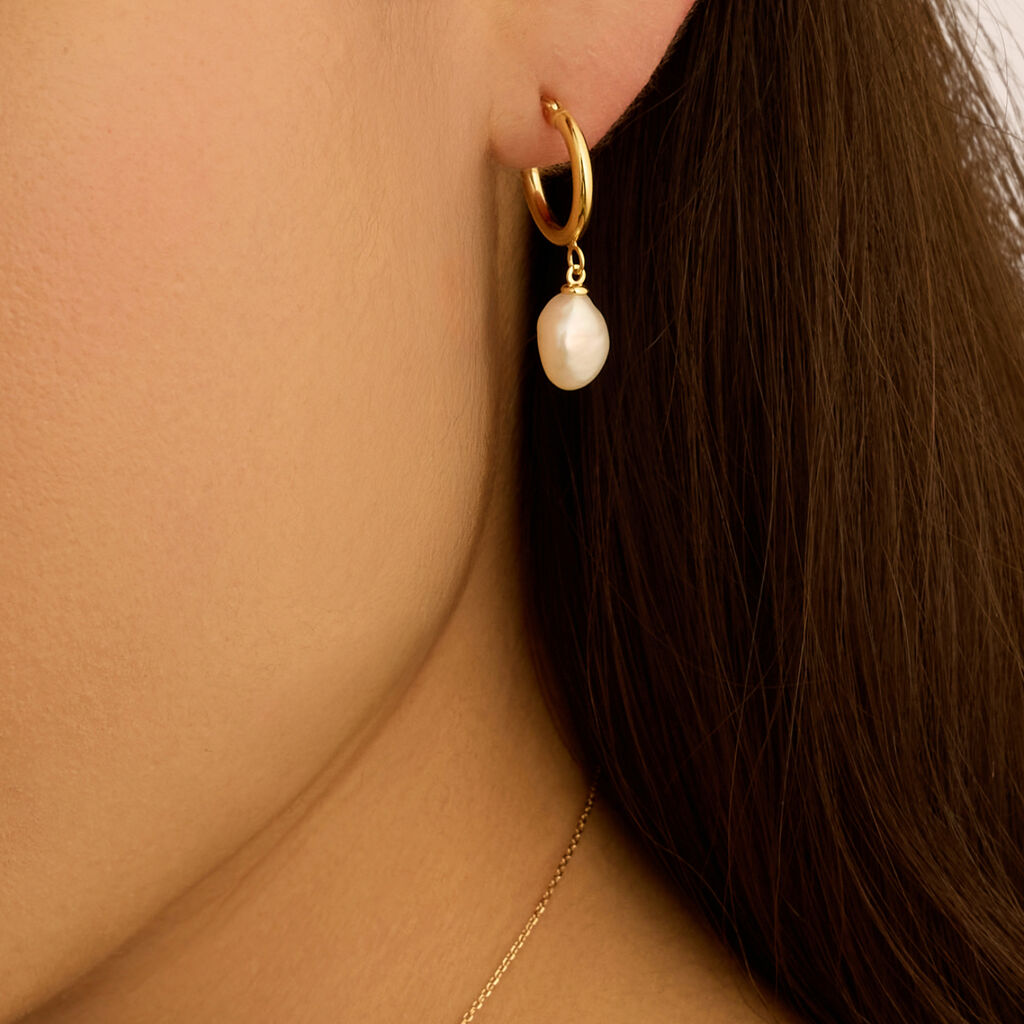 Orecchini A Cerchio Gabrielle Oro Giallo Perla D'Acqua Dolce