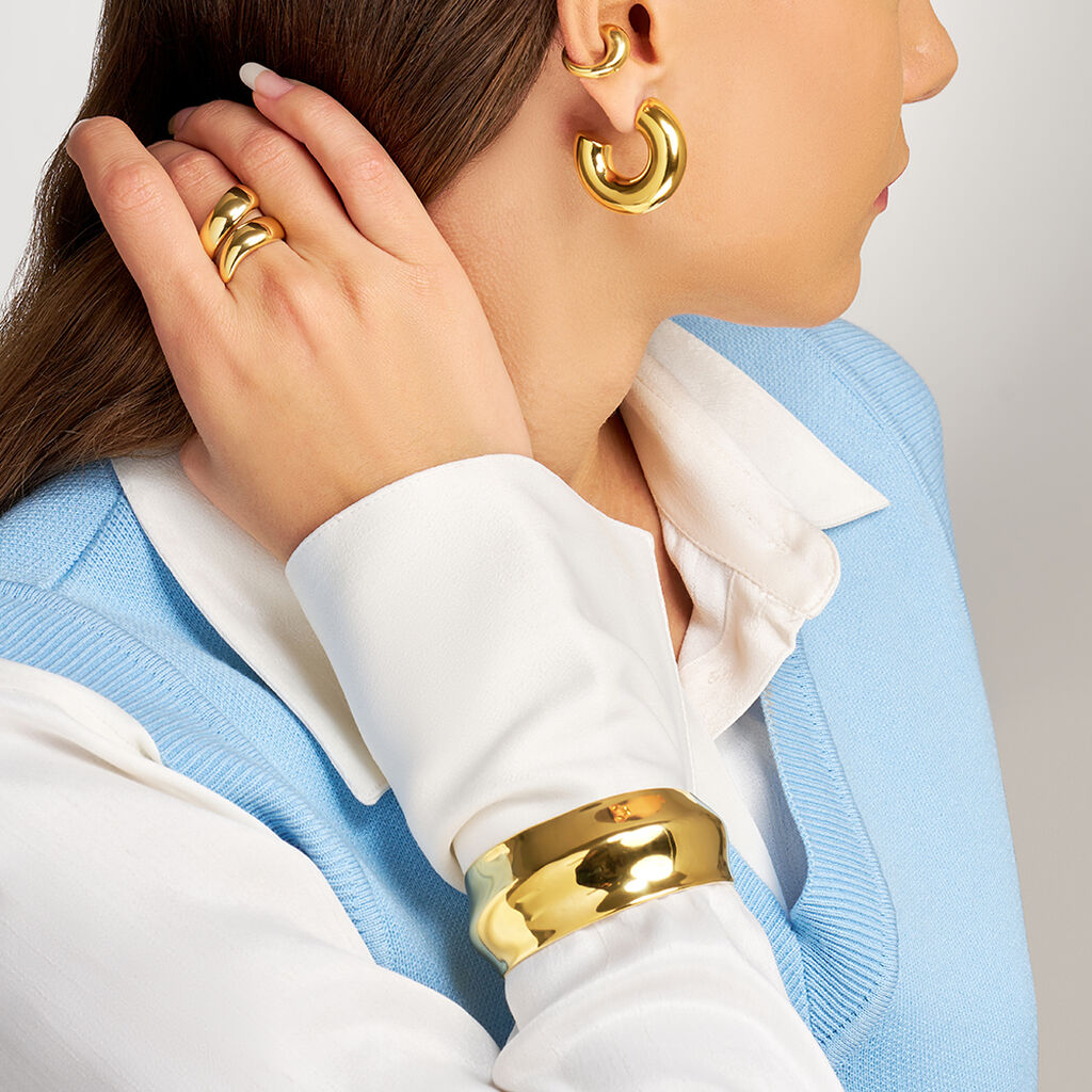 Anello Contrarie Radiance Acciaio Dorato