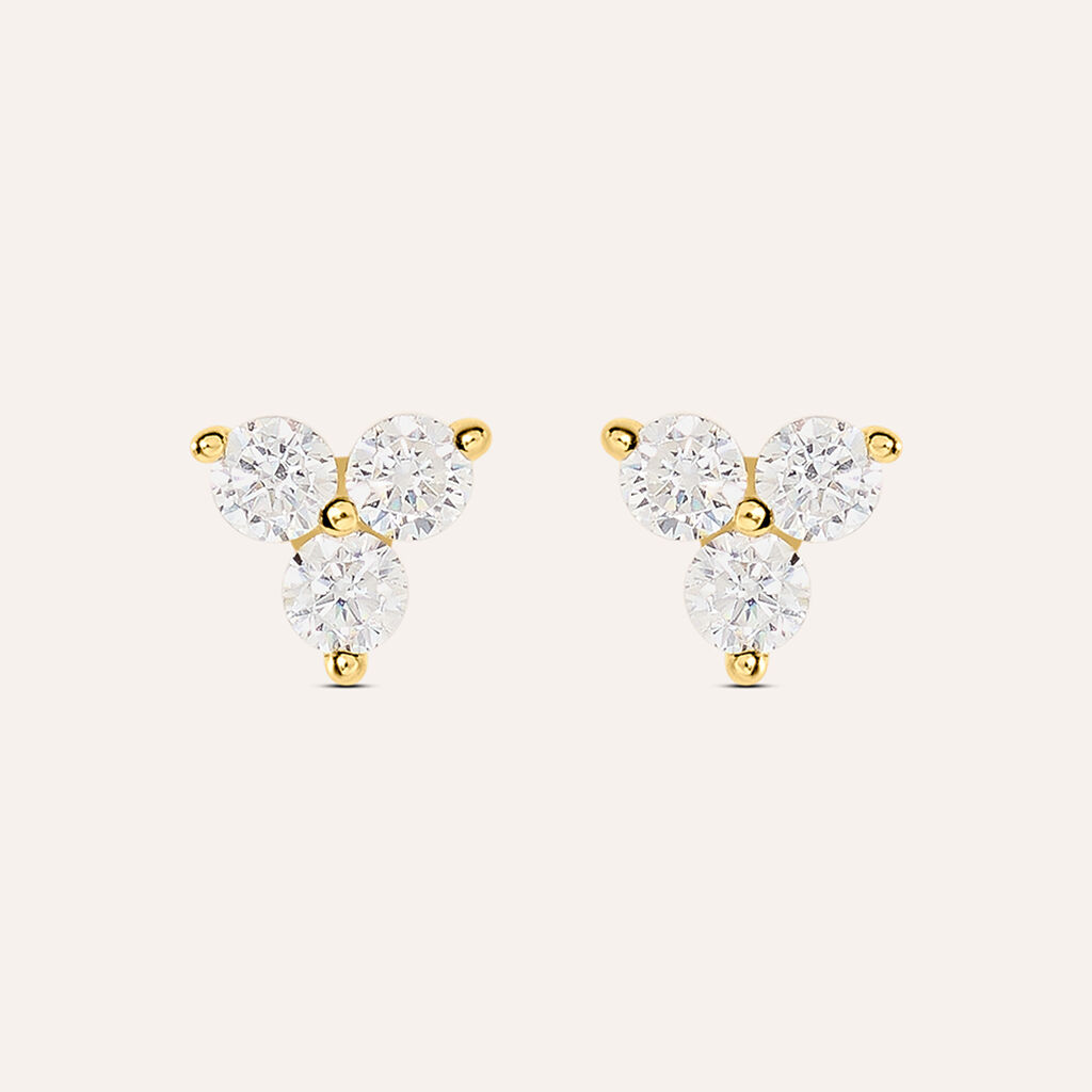Orecchini Lobo Silver Glow Argento Dorato Cubic Zirconia