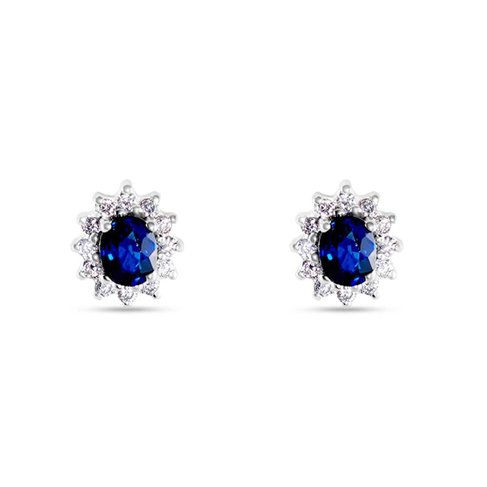 Orecchini Lobo Elizabeth Crown Oro Bianco Zaffiro Diamante