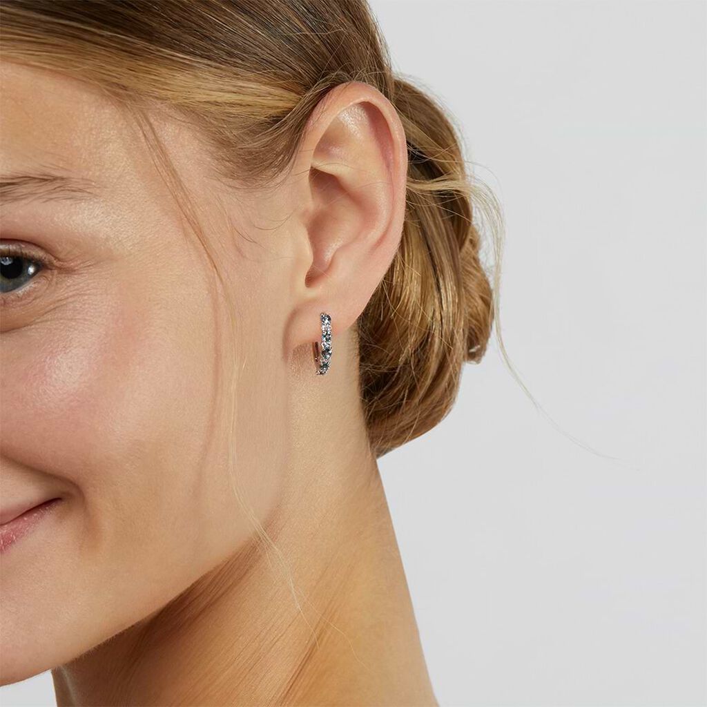 Orecchini A Cerchio Amélie Oro Bianco Topazio Cubic Zirconia - Orecchini a Cerchio Donna | Stroili