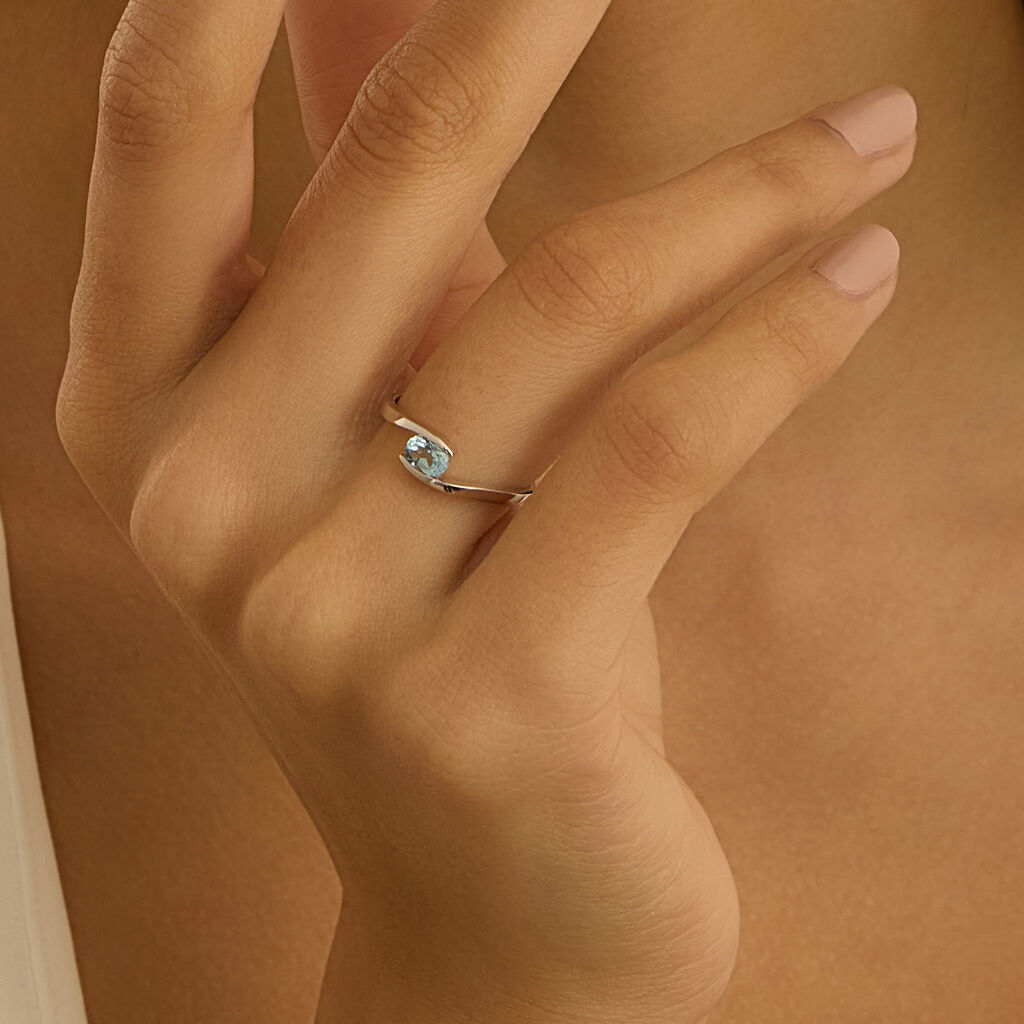 Anello Solitario Amélie Oro Bianco Topazio