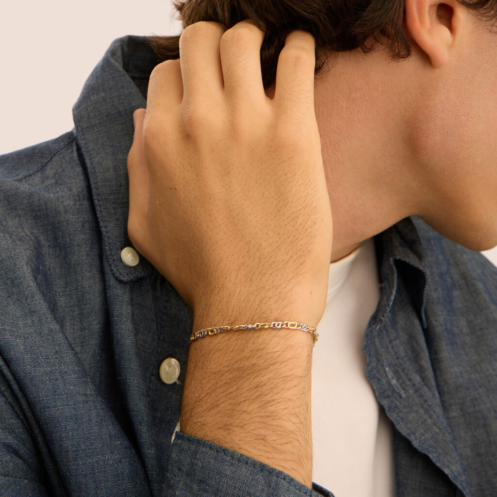 Bracciale Catena Oro Uomo Oro Bicolore