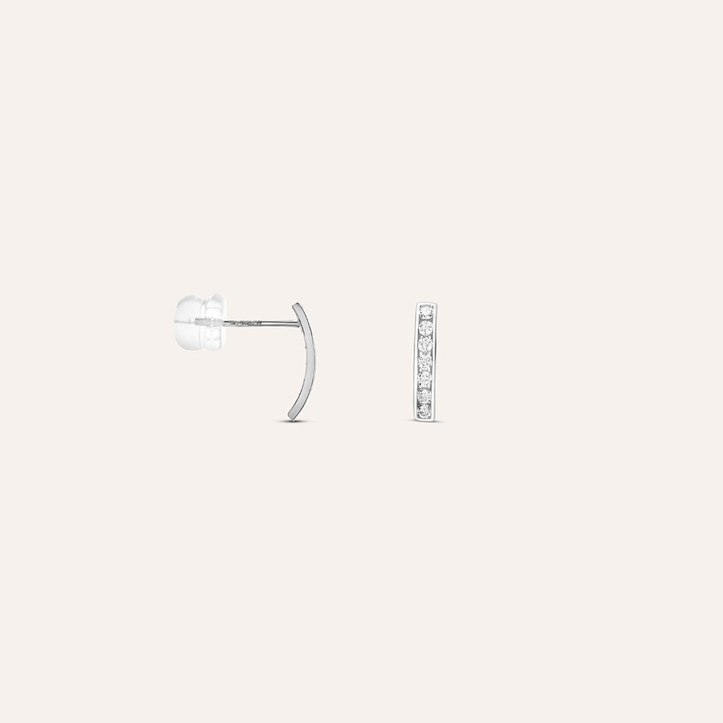 Orecchini Lobo Bon Ton Oro Bianco Cubic Zirconia - Orecchini a Lobo Donna | Stroili
