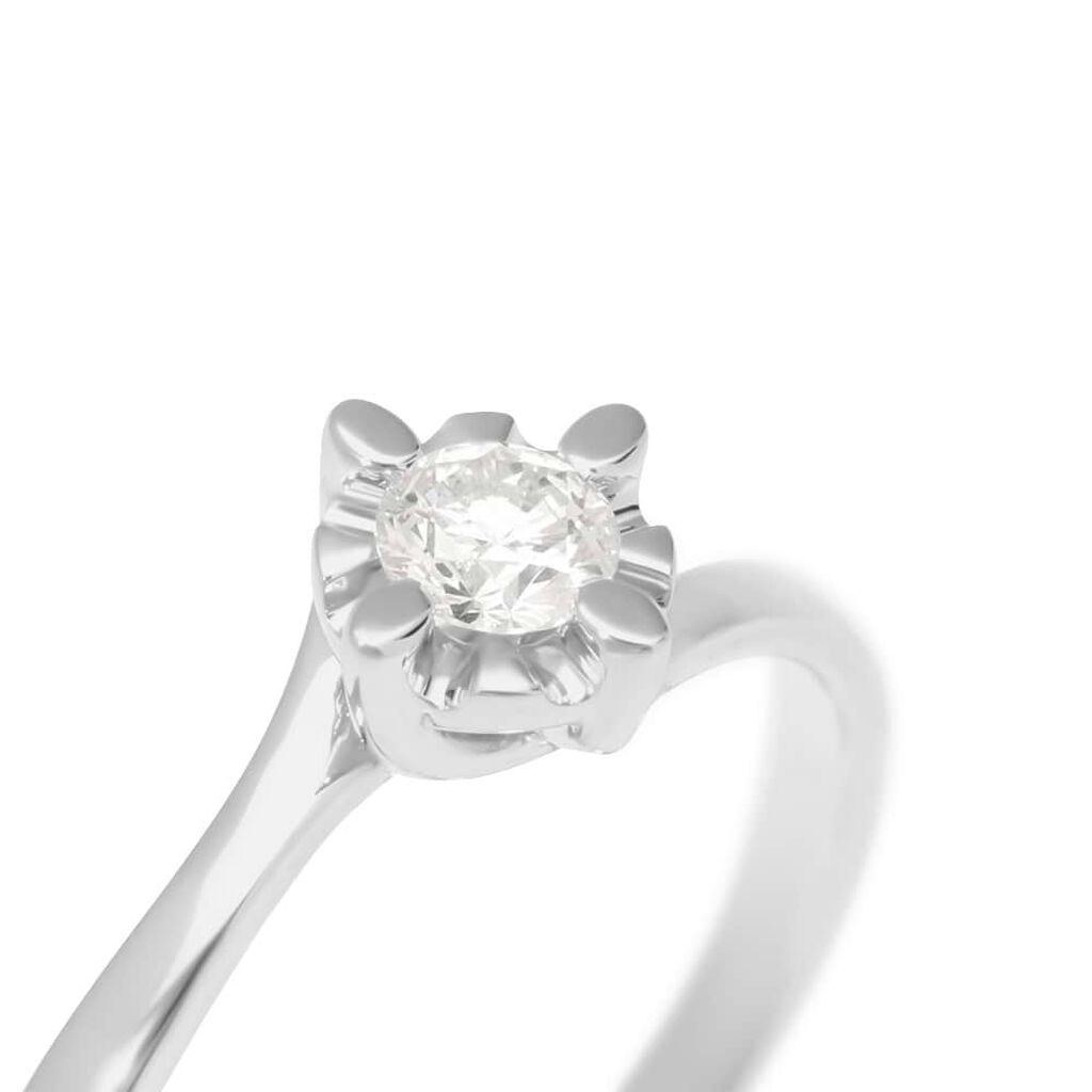 Anello Solitario Valentino In Oro Bianco Con Diamante 0,15 Ct - Anelli con Pietre Donna | Stroili