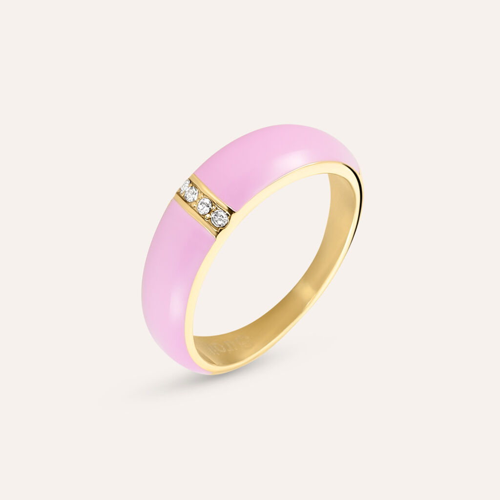 Anello Fascia Lady Sweet Acciaio Dorato Cristallo