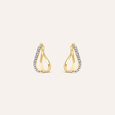 Orecchini A Cerchio Toujours Oro Giallo Cristallo - Orecchini a Cerchio Donna | Stroili