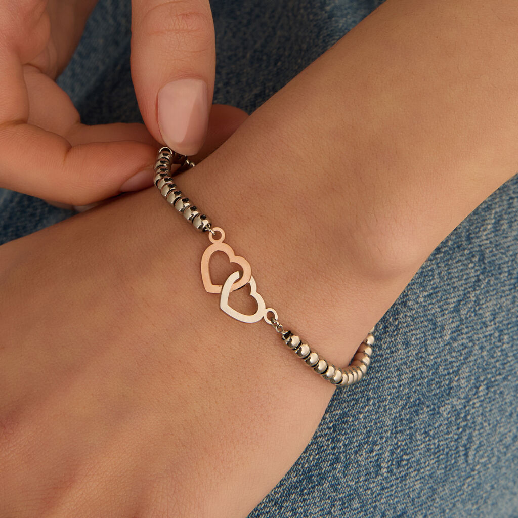 Bracciale Sunrise Acciaio Bicolore Bianco / Rosa