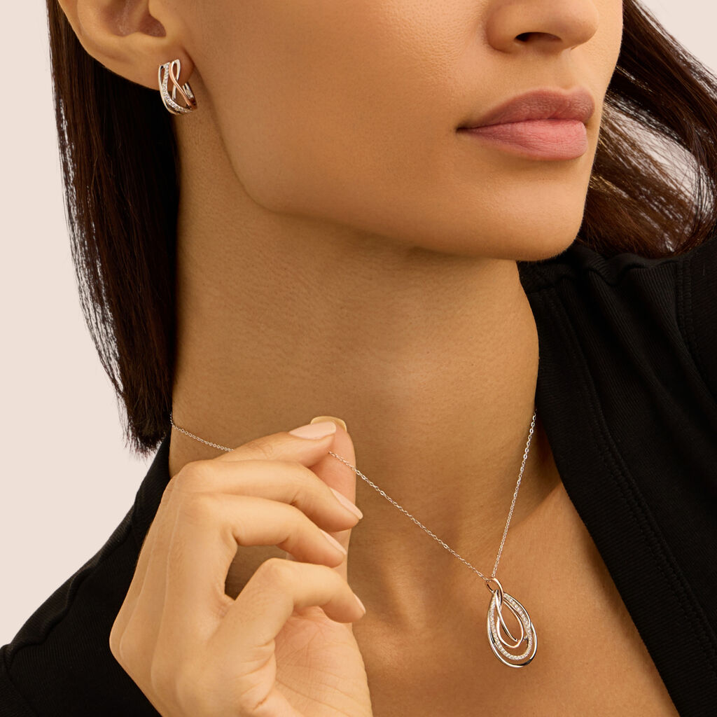 Orecchini Lobo Silver Shine Argento Bicolore Bianco / Rosa Cubic Zirconia - Orecchini a Lobo Donna | Stroili