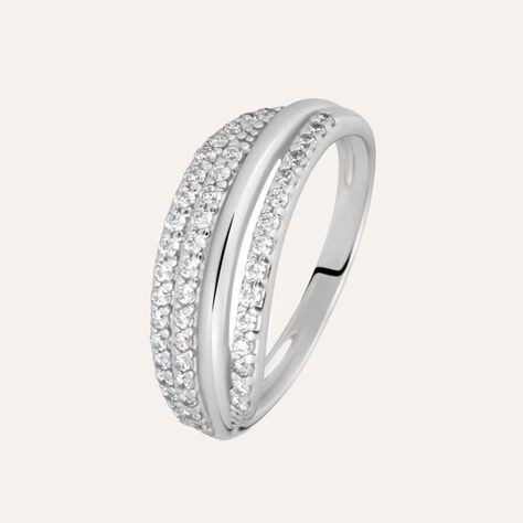 Anello Fascia Claire Oro Bianco Cubic Zirconia - Anelli a Fascia Larga Donna | Stroili