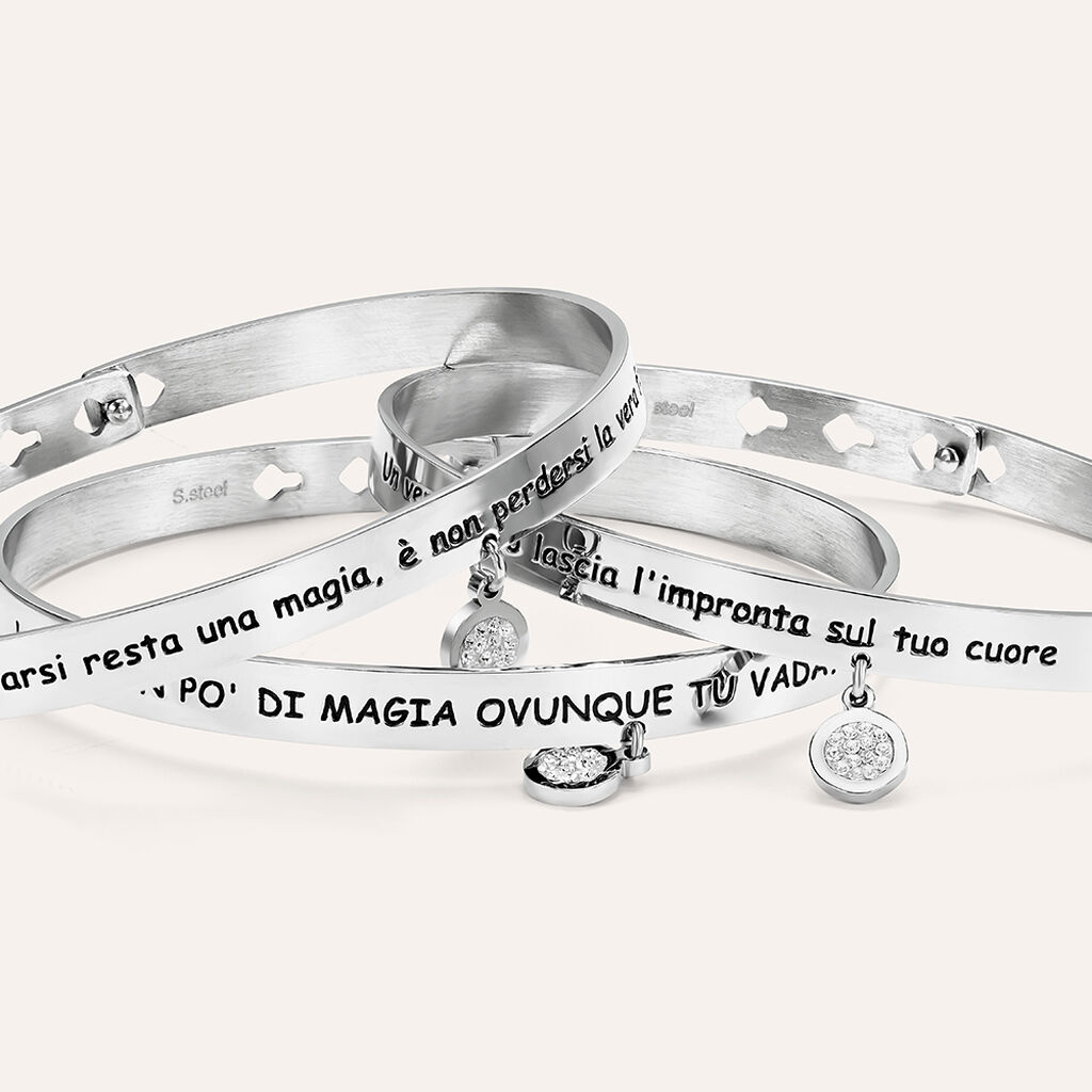 Bangle Lady Message Acciaio Cristallo - Bracciali Rigidi Donna | Stroili