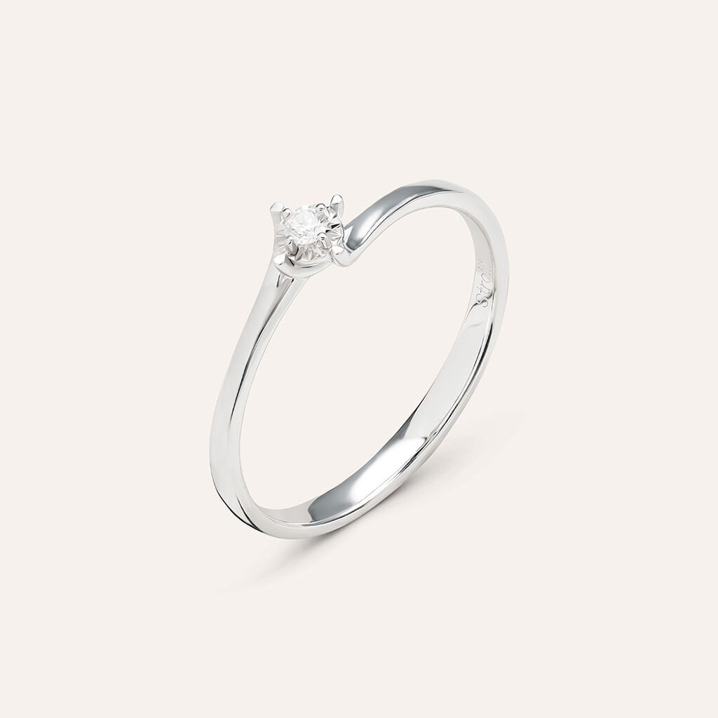 Anello Solitario Valentino Diamotion Oro Bianco Diamante