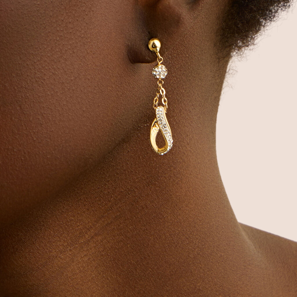 Orecchini Pendenti Crystal Gold Oro Giallo Cristallo - Orecchini Pendenti Donna | Stroili
