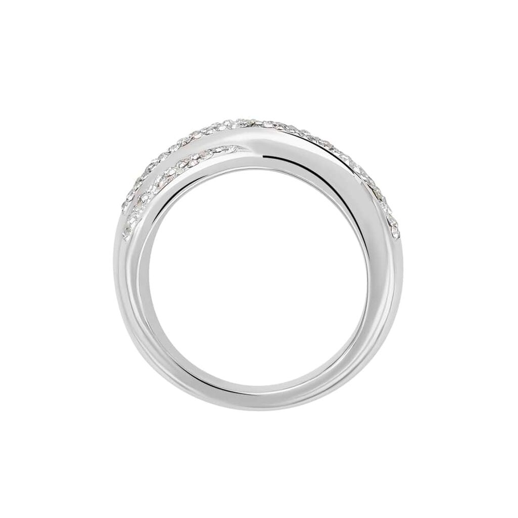 Anello Fascia Christelle Oro Bianco Cristallo - Anelli a Fascia Larga Donna | Stroili
