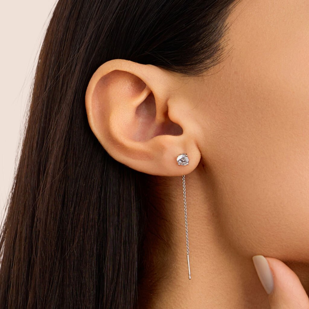 Orecchini Pendenti Punto Luce Silver Elegance Argento Rodiato Cubic Zirconia