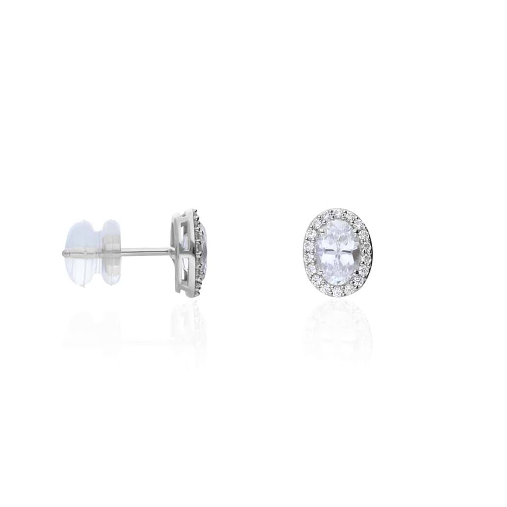 Orecchini Lobo Punto Luce Claire Oro Bianco Cubic Zirconia - Orecchini a Lobo Donna | Stroili