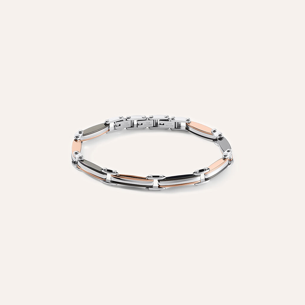 Bracciale Man Code Acciaio Tricolore Bianco / Rosa / Nero Cubic Zirconia - Bracciali Uomo | Stroili