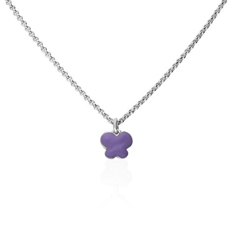 Collana in argento rodiato e smalto viola con simbolo farfalla - Collane Bambino | Stroili