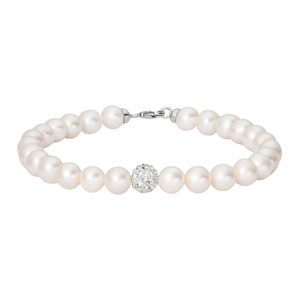 Bracciale Gabrielle Oro Bianco Perla D'Acqua Dolce Cristallo - Bracciali Donna | Stroili