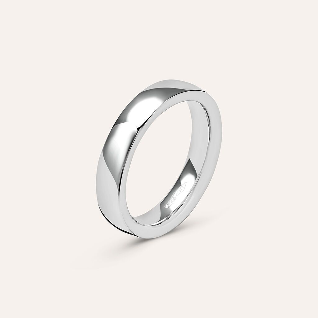 Fede Comoda Leggera Squadrata 4 mm Oro Bianco