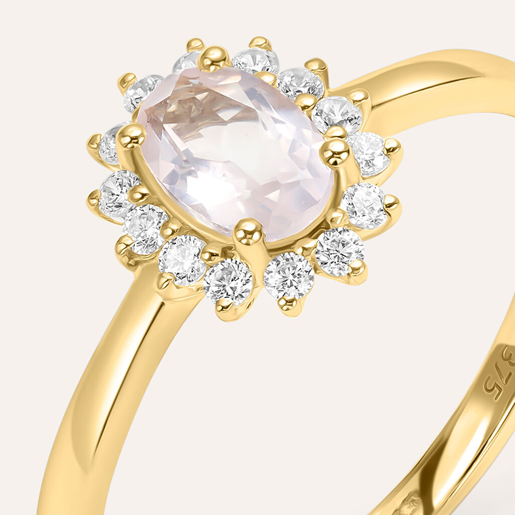 Anello Solitario Kate Am&eacute;lie Oro Giallo Quarzo Cubic Zirconia