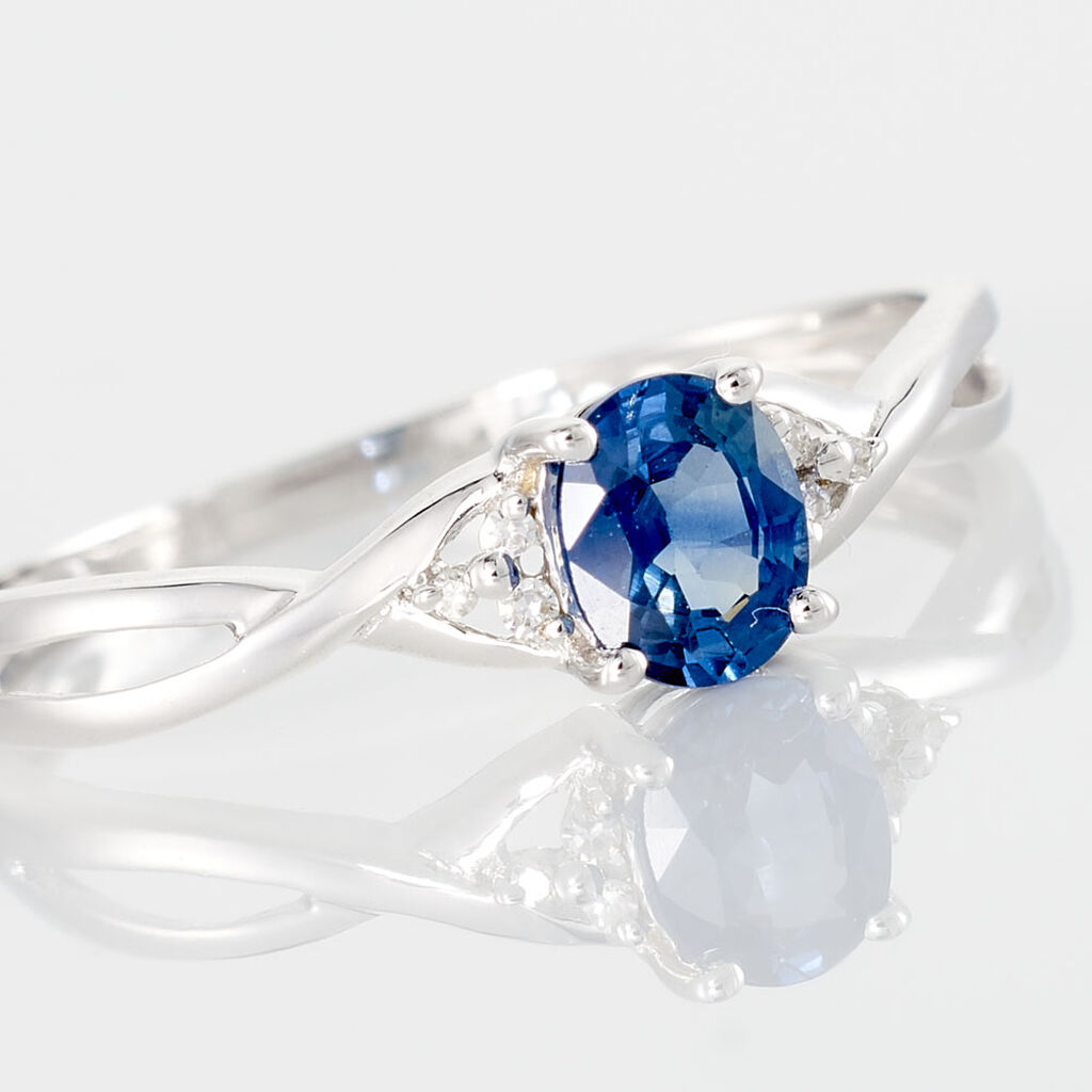 Anello Charlotte Oro Bianco Zaffiro Diamante