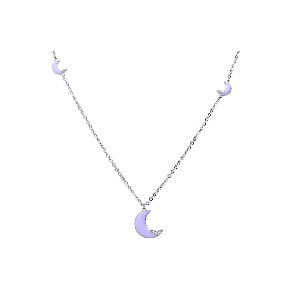 Girocollo lungo con simboli luna lilla in acciaio e strass - Collane Donna | Stroili