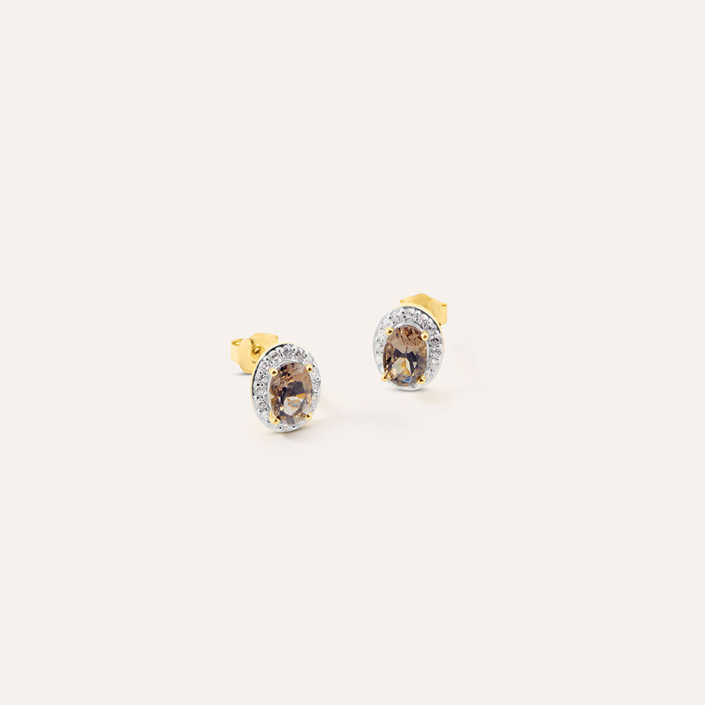 Orecchini Lobo Am&eacute;lie Oro Giallo Quarzo Cubic Zirconia
