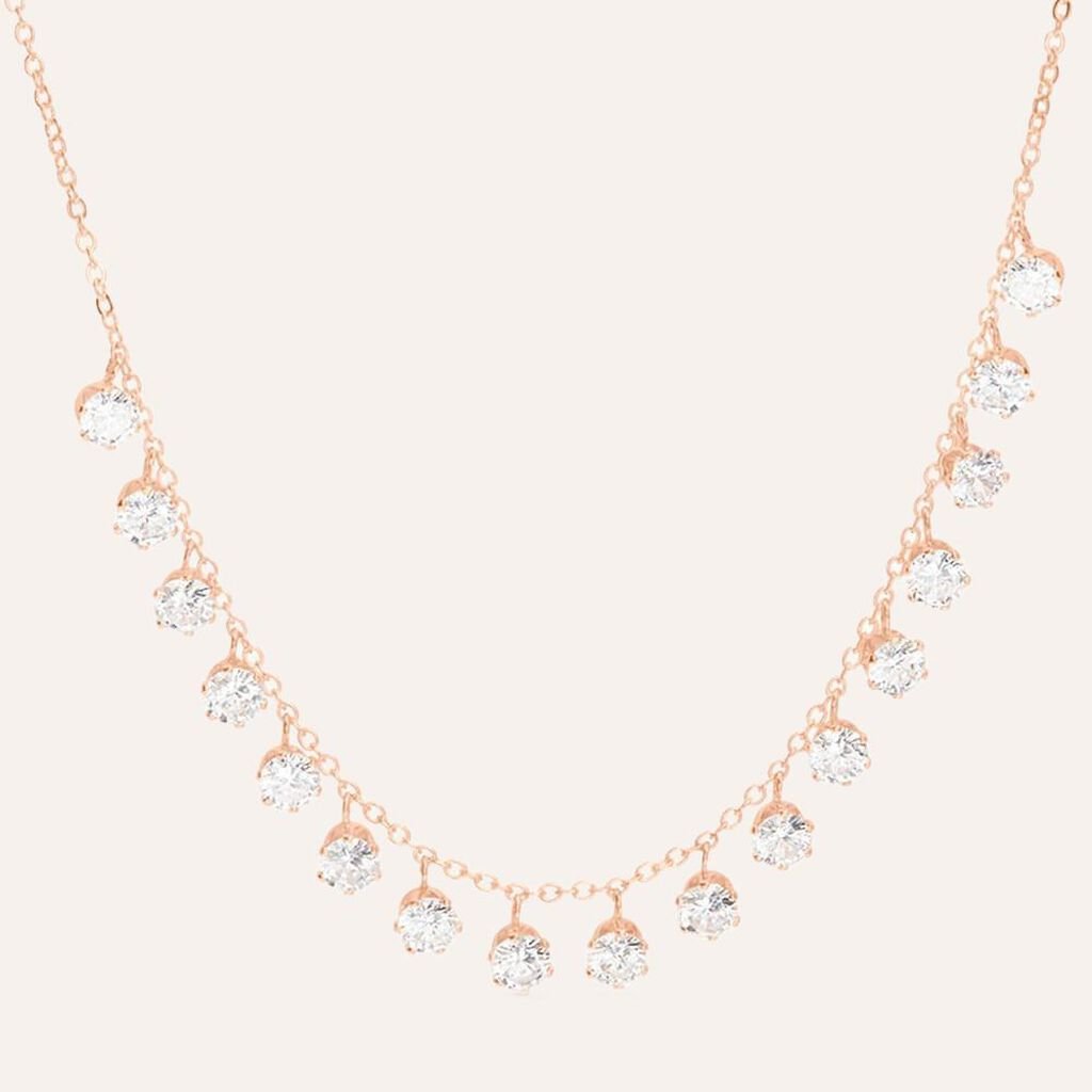 Collana Multi Punto Luce Romantic Shine Metallo Rosa Cristallo
