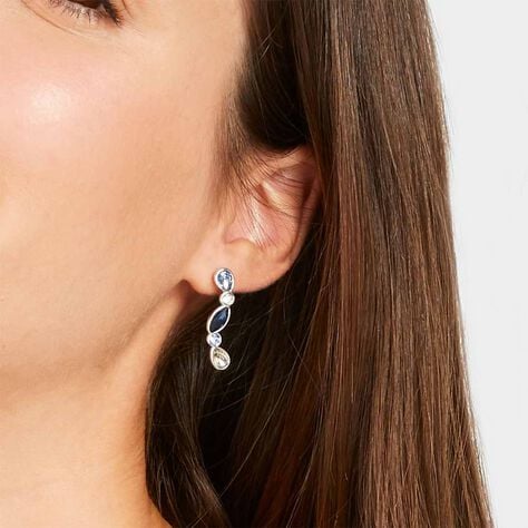 Orecchini pendenti in metallo rodiato e pietre colore blu - Orecchini Pendenti Donna | Stroili