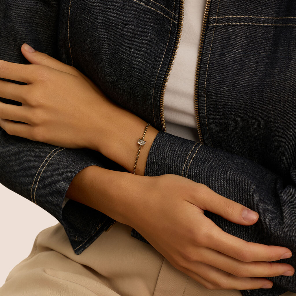 Bead Essential Code Acciaio Dorato Cristallo