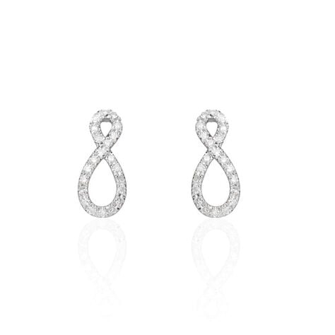 Orecchini a lobo Infinito in oro bianco e diamanti 0.12 ct - Orecchini a Lobo Donna | Stroili
