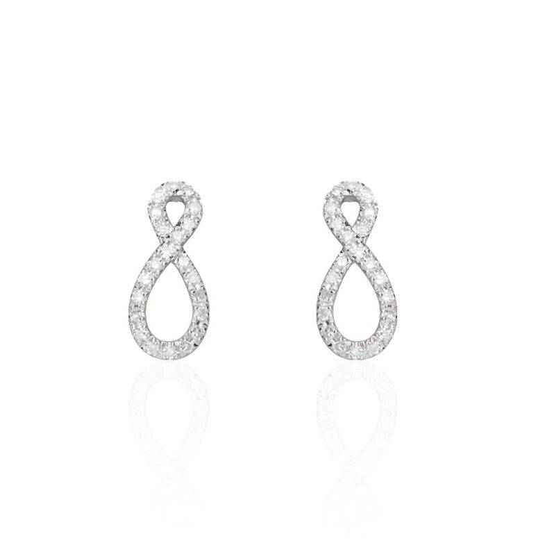 Orecchini a lobo Infinito in oro bianco e diamanti 0.12 ct - Orecchini a Lobo Donna | Stroili