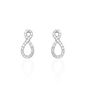 Orecchini a lobo Infinito in oro bianco e diamanti 0.12 ct