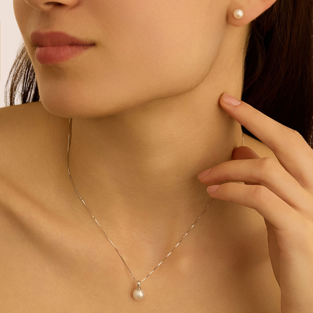 Collana Gabrielle Oro Bianco Perla Akoya